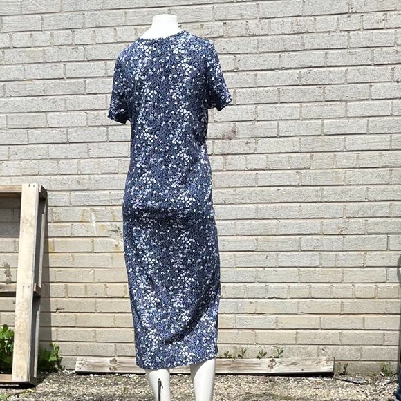 Lands’ End maxi dress Size L BLUE & white floral print Cotton Spandex blend NWOT - Picture 4 of 5